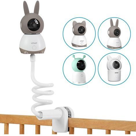 1 Support Caméra Flexible, Bras Col De Cygne 79cm, Pince Métal 5,6cm, Pour Lit Bébé Et Berceau (1/5)