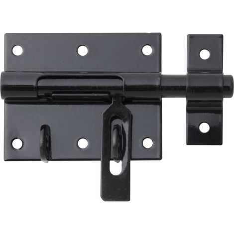 Verrous porte-cadenas plastifiés noirs avec gâche fixe et poignée plate – plaque 80 x 64 mm – longueur 116 mm – Marque