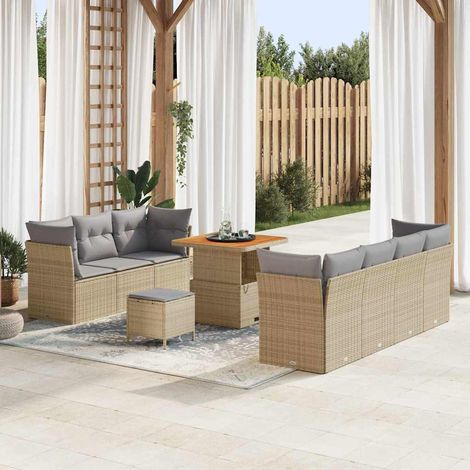 Garten-Sofa-Set mit Kissen 10 pcs Beige und Hellgrau vidaXL (1/5)