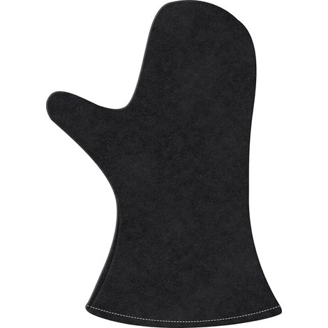 Guanti da camino in pelle nera ignifuga, resistenti al calore secondo la norma EN 407, per camini, forni, barbecue e saldatura. (1/5)