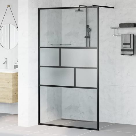 Walk-in Duschwand Schwarz 115 x 195 x 0,5 cm Glas und Aluminium (1/5)