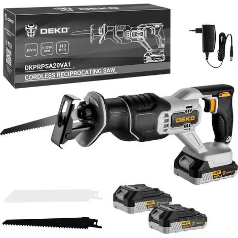 Scie Sabre Sans Fil: 20V Scie Sabre - Changement de Lame Sans Outil, avec 2x2Ah Batterie, Vitesse Variable 3200 SPM, Course 20mm, LED - Scie Electrique Bois pour Métal/PVC/Jardin (1/5)