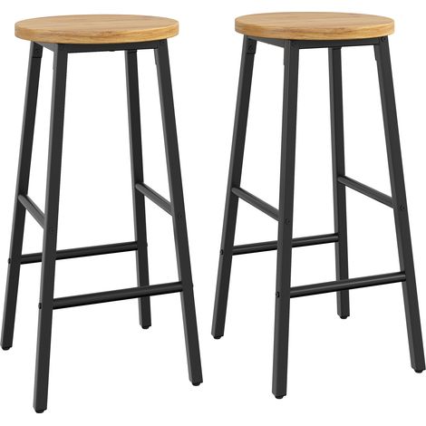 2er-Set Barhocker aus MDF in Holzoptik, 63 cm, Gestell aus schwarzem Metall (1/5)