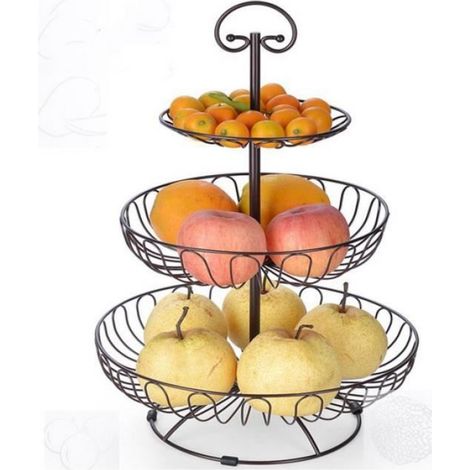Présentoir à fruits métal biscuits Corbeille à étage Panier à fruits légumes noir anniversaire mariage présentoir à gâteau macarons (1/3)