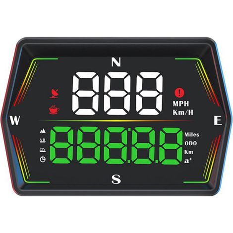 Affichage Tete Haute - Compteur Vitesse GPS Numerique - Pour Voiture - Affichage HUD Avec Avertissement Survitesse - 1 Unite (1/4)