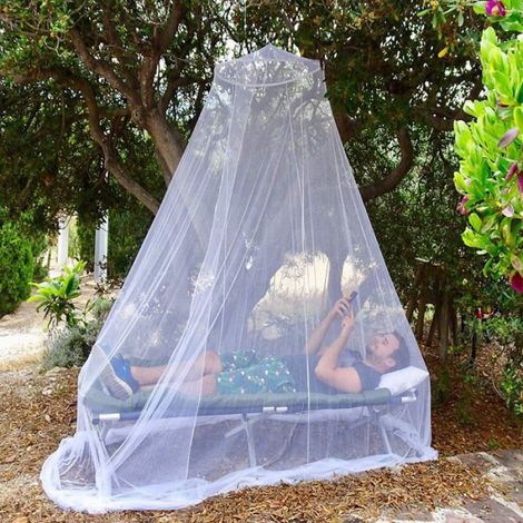 1 Moustiquaire de lit, Grande taille 272cm, Tissu polyester lavable, Ouverture zippée, Blanc, Intérieur et camping (1/5)