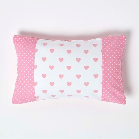 HOMESCAPES Cotton Pink Hearts and Polka Dots Rectangular Cushion Cover,30 x 50 cm (1/5)