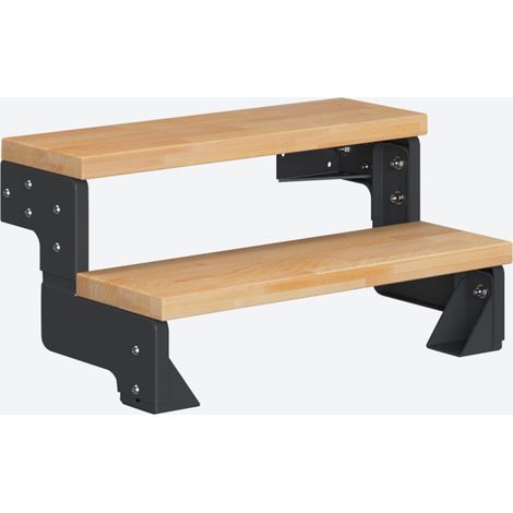 Dolle Modultreppe Gardentop Innen Buche 2 Stufen 36-44cm Geschosshöhe 75cm Stufenbreite ohne Geländer (1/4)