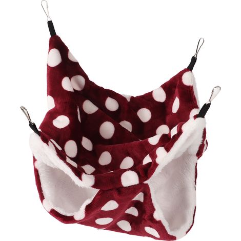 Hamac à 3 couches pour petits animaux, sûr, doux et chaud, en peluche, idéal pour hamsters, furets et écureuils. Couleur : rouge vin. (1/5)