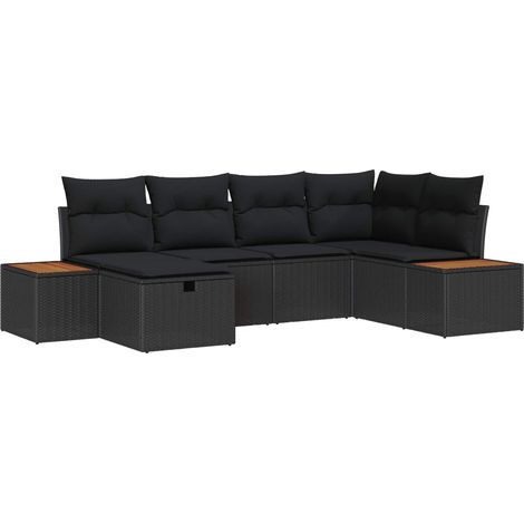 Maison Exclusive - Gartensofa-set mit Kissen mit Speicher Schwarz