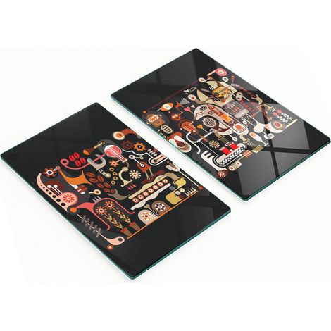 Planches à découper en verre pour la cuisine, décorées de motifs sur le thème du café, 2 x 30 x 52 cm (1/5)
