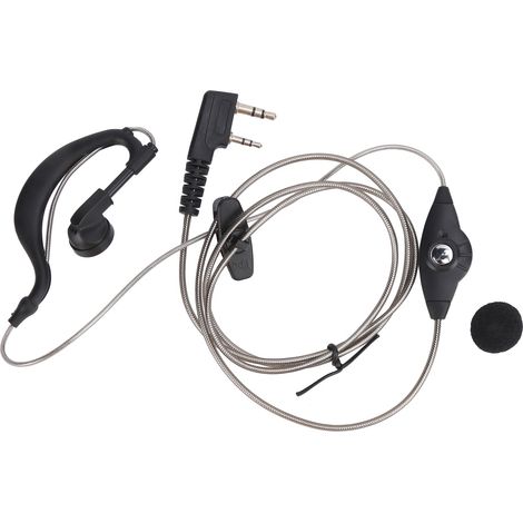 Casque radio bidirectionnel avec câble souple noir à 2 broches et bouton PTT pour Kenwood TH TK KPG-AquaForge (1/5)