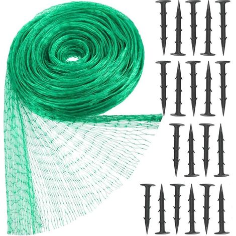 Filet Anti Oiseaux 4m x 6m Filet de Protection avec 20 Clous de Fixation en Plastique Filet pour Jardin Filet de Volière en Maille (1/4)