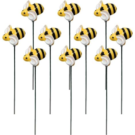 10 Pièces Piquets De Jardin D'abeilles Décor en Métal Ornements d'art De Cour Printemps Été Résine Bourdons Piquets De Jardin Avant Cour Art Pics Floraux pour Allée Patio (1/5)