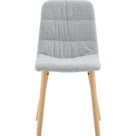 Set di 2 sedie da pranzo imbottite in tessuto grigio chiaro con gambe in legno (1/5)