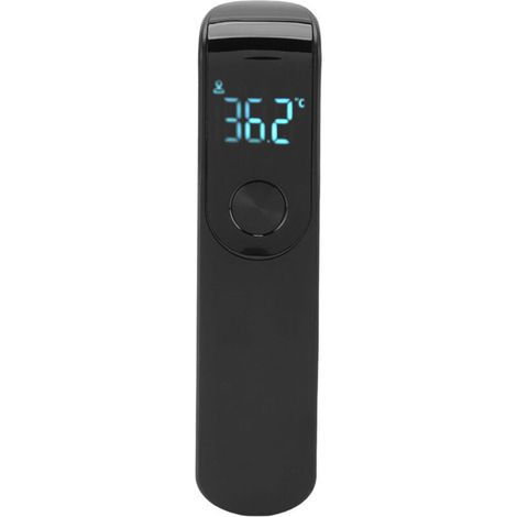 Pistolet thermomètre infrarouge sans contact portable, thermomètre frontal numérique pour hôtels et maison. Design noir, lecture rapide et précise.