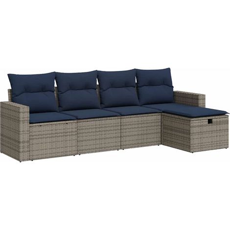 Maison Exclusive - 5-tlg. Garten-Sofagarnitur mit Kissen Grau Pol