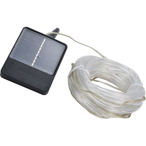 Guirlande lumineuse solaire de 50 LED, étanche, de 7 m, aux tubes colorés, idéale pour décorer une terrasse, un mariage ou une fête. (1/5)