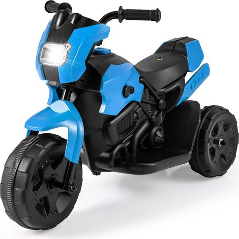 COSTWAY 6V Moto Elettrica per Bambini, Moto a 3 Ruote con Fari LED, Pedale a Piedi, Veicolo Elettrico a Batteria per Bambini 37-72 Mesi (Blu) (1/5)