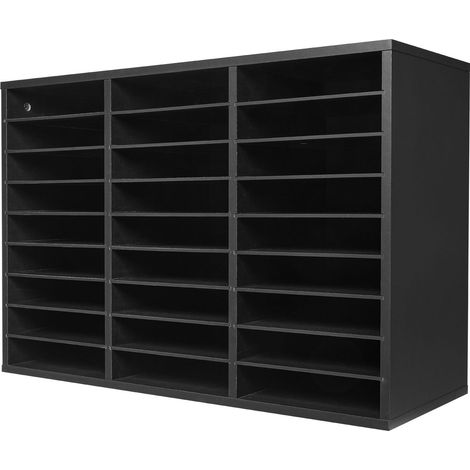 Briefablage mit 27 Fächern, Dokumentensortierer aus Holz mit herausnehmbaren Regalböden, Aufbewahrung für Homeoffice/Schule, Papierordner, schwarz (1/5)