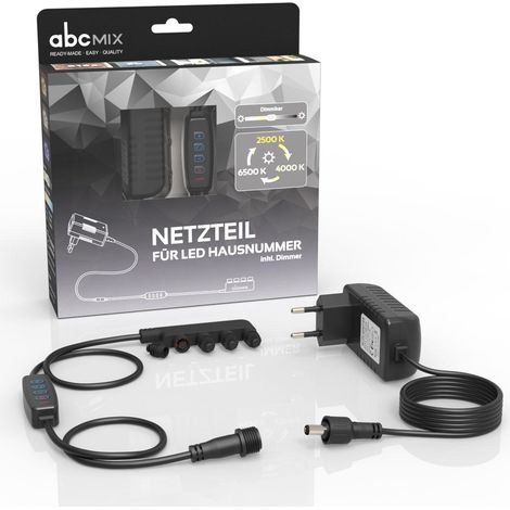 Steckernetzteil mit Dimmer & Lichtfarbenschalter für bis zu 4 LED Hausnummern 24W 12V (1/5)