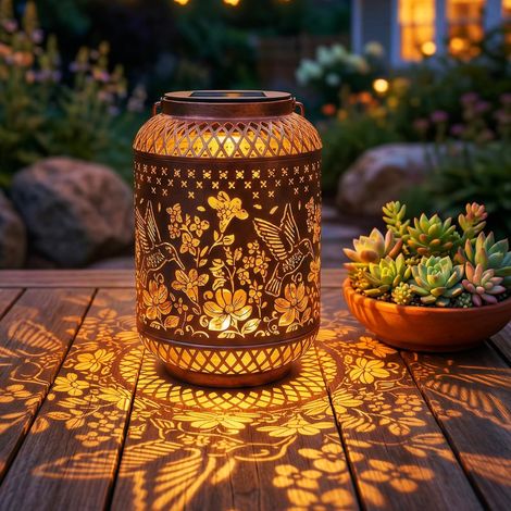 1 Lanterne Solaire,Fer Forgé,IP44 Étanche,Jardin Balcon Terrasse (1/5)