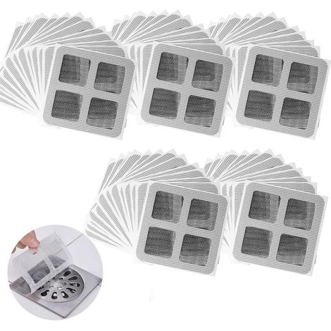Confezione da 50 filtri per scarico per capelli autoadesivi, monouso, a tenuta stagna, facili da usare, 10 x 10 cm, grigi. (1/5)