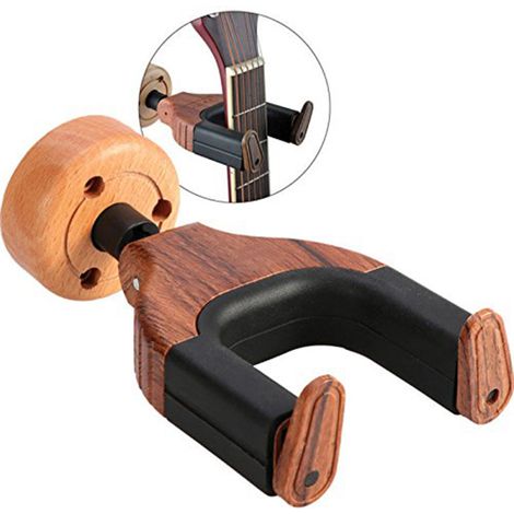 Gitarrenständer aus Holz, Hakenhalter aus Metall und Gummi, Instrumentenhalterung für Gitarren, Wandmontage