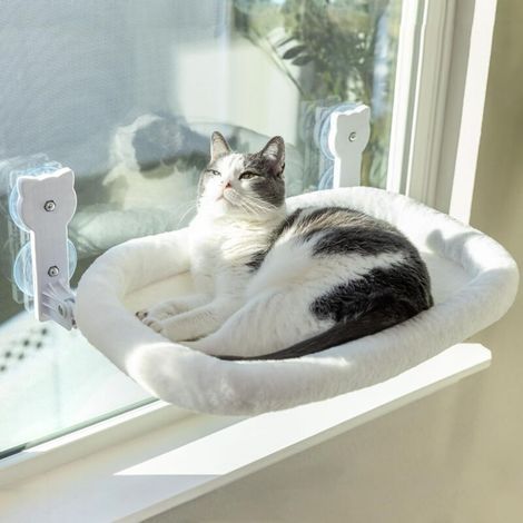 Hamac pour chat, lit pour chat à ventouse pour fenêtre, amovible et lavable, facile à nettoyer, peut supporter jusqu'à 18 kg.