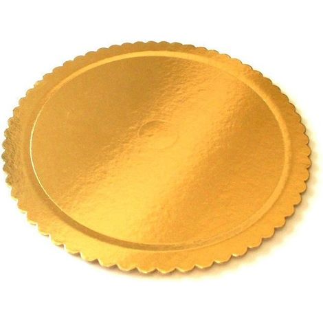 TrAdE Shop Traesio - 2 Pezzi Vassoio Porta Sotto Torta Diametro 35 Cm Oro Tondo Cicrolare Piatto -