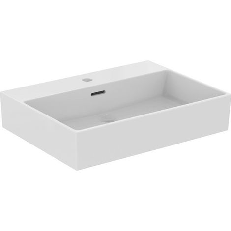 Lavabo EXTRA 600x450x150mm bianco con rubinetteria IdealPlus 1 foro, con troppopieno IDEAL STANDARD