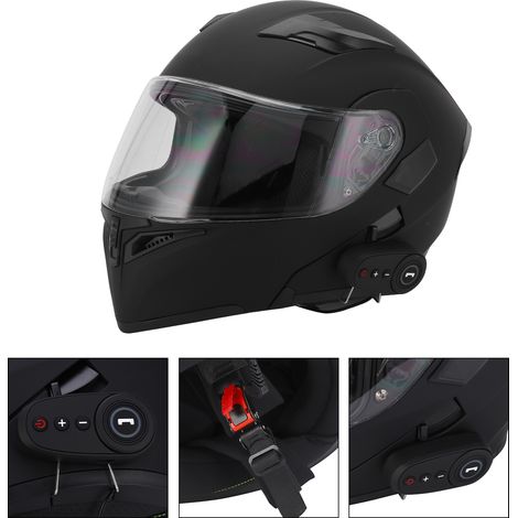 Casque moto modulable à double écran antibuée, batterie 1200 mAh, Bluetooth, noir mat, 902K10 (livré avec batterie intégrée). Noir mat (emballage à bulles requis pour l'expédition). Taille XL (grande (1/5)