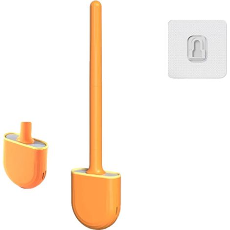 Scopino per WC, manico ergonomico, design igienico, modello 2 arancione (1/2)