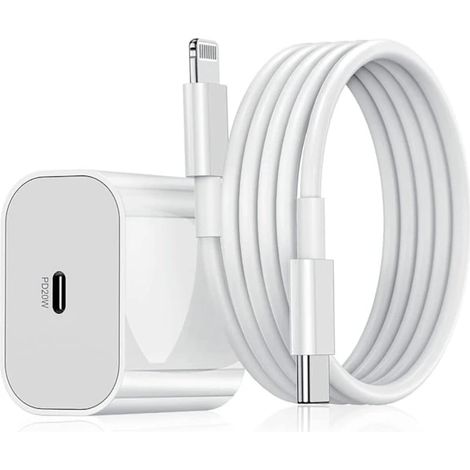 Chargeur rapide 20 W pour iPhone (1 unité) – Adaptateur secteur USB-C avec câble de 1 m, compatible avec iPhone (NT) (1/5)