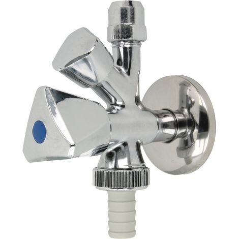 Robinet équerre combiné 3/8’’ poli avec CAR et raccord pour flexible