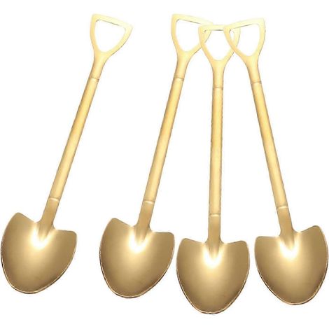 Ensemble de cuillères à glace et à café en acier inoxydable - Cuillère à glace mignonne, cuillère à dessert, cuillère à mélanger, gâteau, apéritif - Couverts tendance, vaisselle de fête-point gold