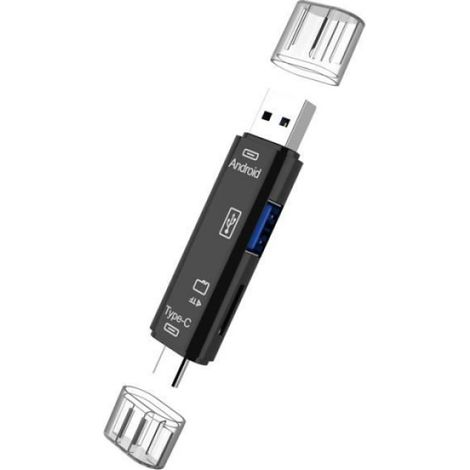 Lecteur De Carte Micro SD OTG - USB 3.1 - Type C - 5 En 1 - Noir