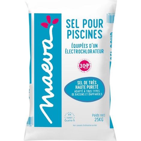 Sel pour piscine – Sac de 25 kg – Sel de haute pureté pour électrochlorateur – Pastilles adaptées à tous types de bassins – Salins Du Midi