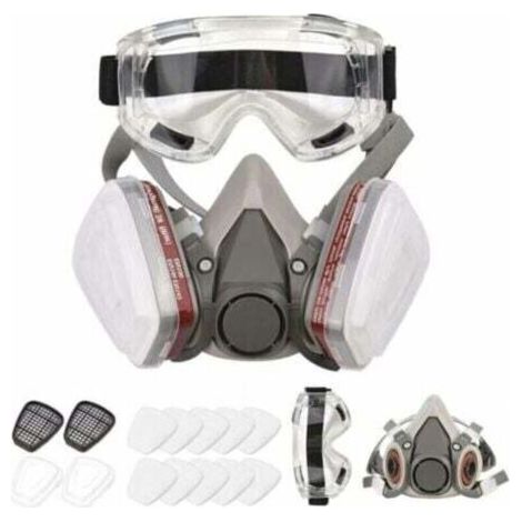 Respirateur Demi-Masque 6200 avec Lunettes - Masque Gaz Silicone Léger - Protection Soudage, Peinture, Travail du Bois (1/4)