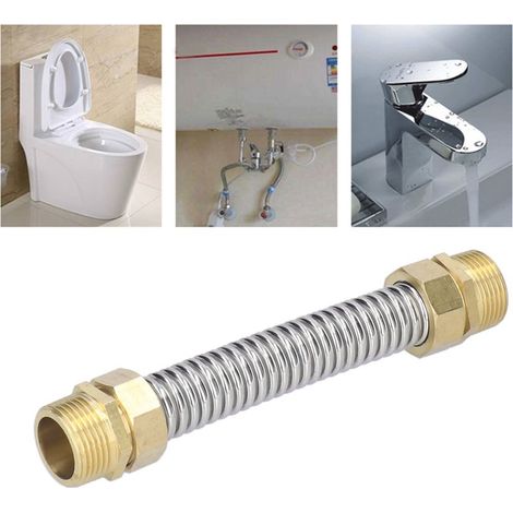 Flexible Corrugated Hose 304 Stainless Steel Copper G1 Thread Air Conditioner Water Heater Solar Connection 20cm Maximum Pressure 1.6MPa (1/5)