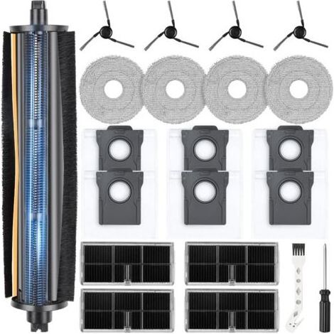 Kit d'accessoires 18 pièces pour aspirateurs robots : brosse triangulaire et sac à poussière, filtre HEPA et brosses latérales. Compatible Dreame X40 et L40. Multicolore. Taille standard. (1/5)