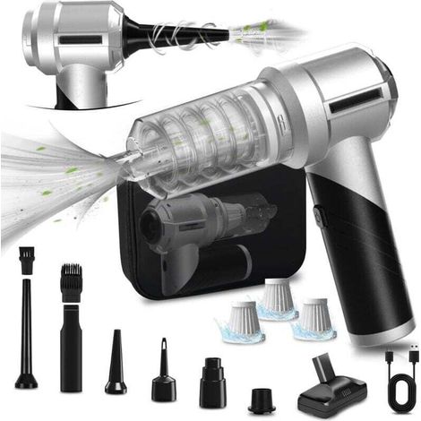 Aspirapolvere per auto senza fili 4 in 1 potente, mini aspirapolvere portatile senza fili da 21 kPa con motore brushless, 3 velocità regolabili, pieghevole, per soffiatore ad aria compressa, pulizia d