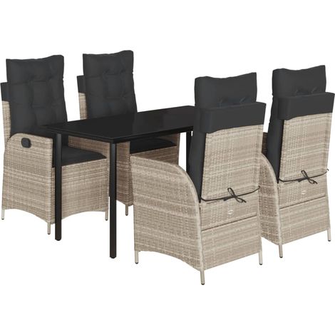 Maison Exclusive - Set comedor de jardín 5 pzas cojines ratán sin (1/5)