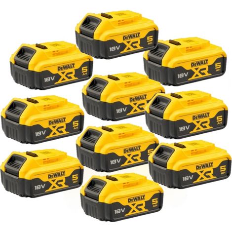Batteries 10 x 5.0Ah 18V Li-Ion XR – DCB184P10 – Autonomie prolongée pour outils sans fil – Compatible avec toutes machines 18V DEWALT