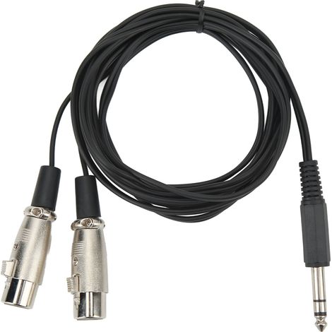 Câble Audio Stéréo - Double XLR Femelle Vers Jack 6.35mm Mâle 3 Broches - Pour Mixeur Et Instrument De Musique - 3 Mètres (1/5)