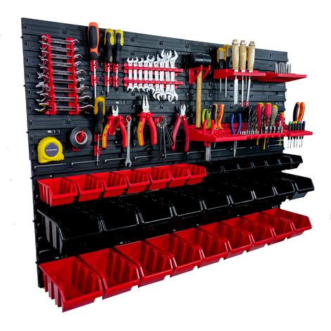 Panneau à outils d'atelier 115 x 78 cm + 32 plateaux (1/5)