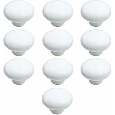 Door Knob 10 PCS 33mm Ceramic Door Handle Kitchen Cabinet Drawer Door Knobs White (1/4)
