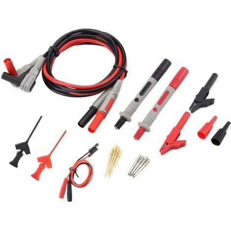 P1300C Cordons de test pour multimètre numérique électronique , XU,avec pinces crocodiles Kit complet d'embouts de sonde remplaçables - KZQ (1/4)