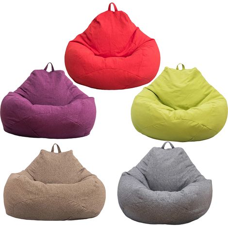 Housse de pouf géante, couleur unie, design simple, pour canapé, fauteuil relax d'intérieur, pour adultes et enfants, sans rembourrage. (1/5)