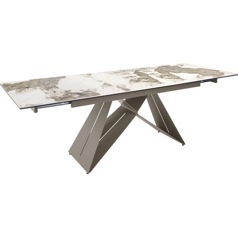 Table à manger extensible Angel Cerda marbre blanc - Blanc marbré veines tons de la terre (1/5)